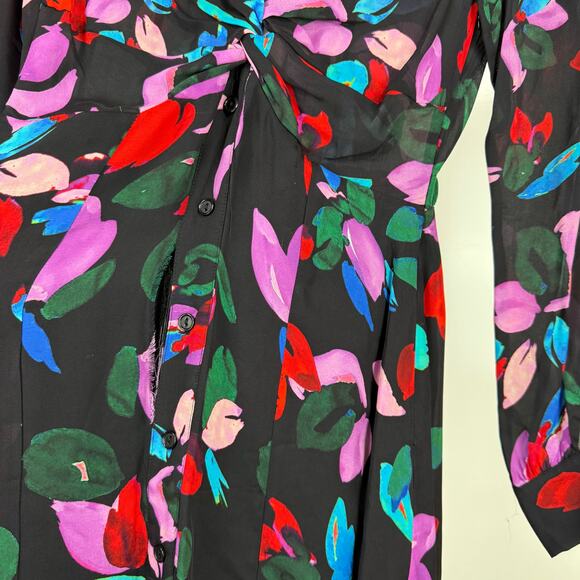 Parker Silk Blend Floral Maxi Dress Long Sleeve Size 0 Project Piece Upcycle - Picture 3 of 12